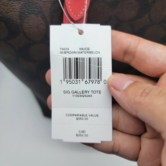 Coach Gallery Tote in Signature Canvas 79609 Brown Watermelon - Picture 8 of 8